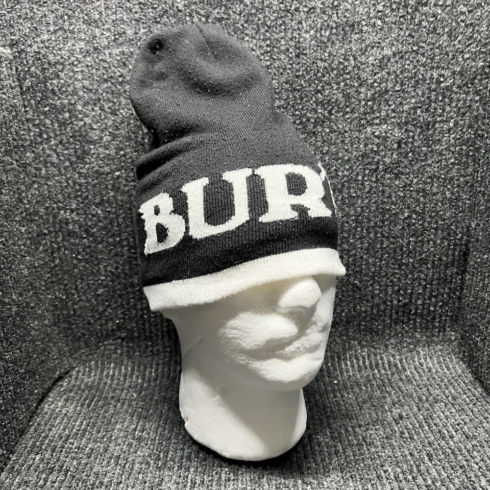 Burton Beanie Hat Unisex Black White Reversible Snowboard Ski Winter Spellout‎